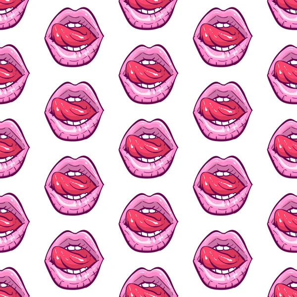 Pink Lips Seamless Pattern Vector Illustration — Stock Vector
