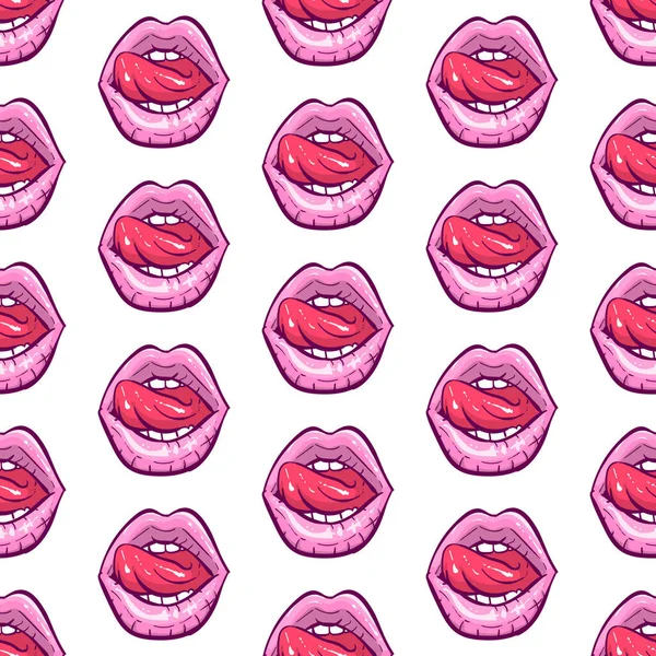 Labios Rosados Patrón Sin Costura Ilustración Vector — Archivo Imágenes Vectoriales