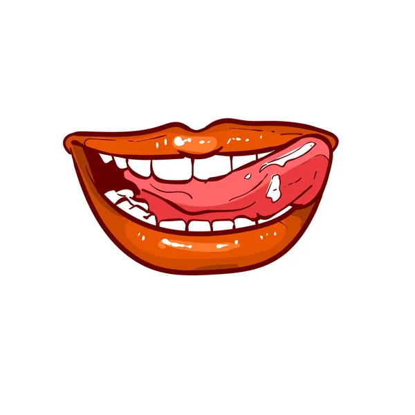 Lèvre Rouge Vecteur Lécher Les Lèvres — Image vectorielle