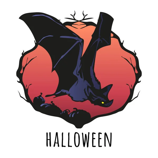 Halloween Vector Murciélago Volador Ilustración — Archivo Imágenes Vectoriales