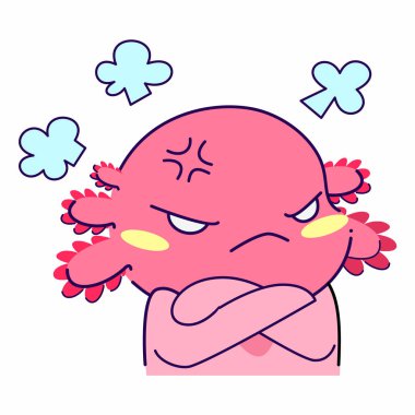 Şirin axolotl kızgın poz vektör çizimi