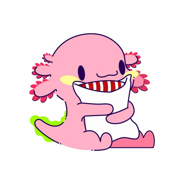 可爱的Axolotl拥抱姿势矢量插图 — 图库矢量图片