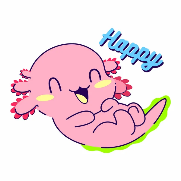 Cute Axolotl Happy Pose Vector Illustration — 스톡 벡터