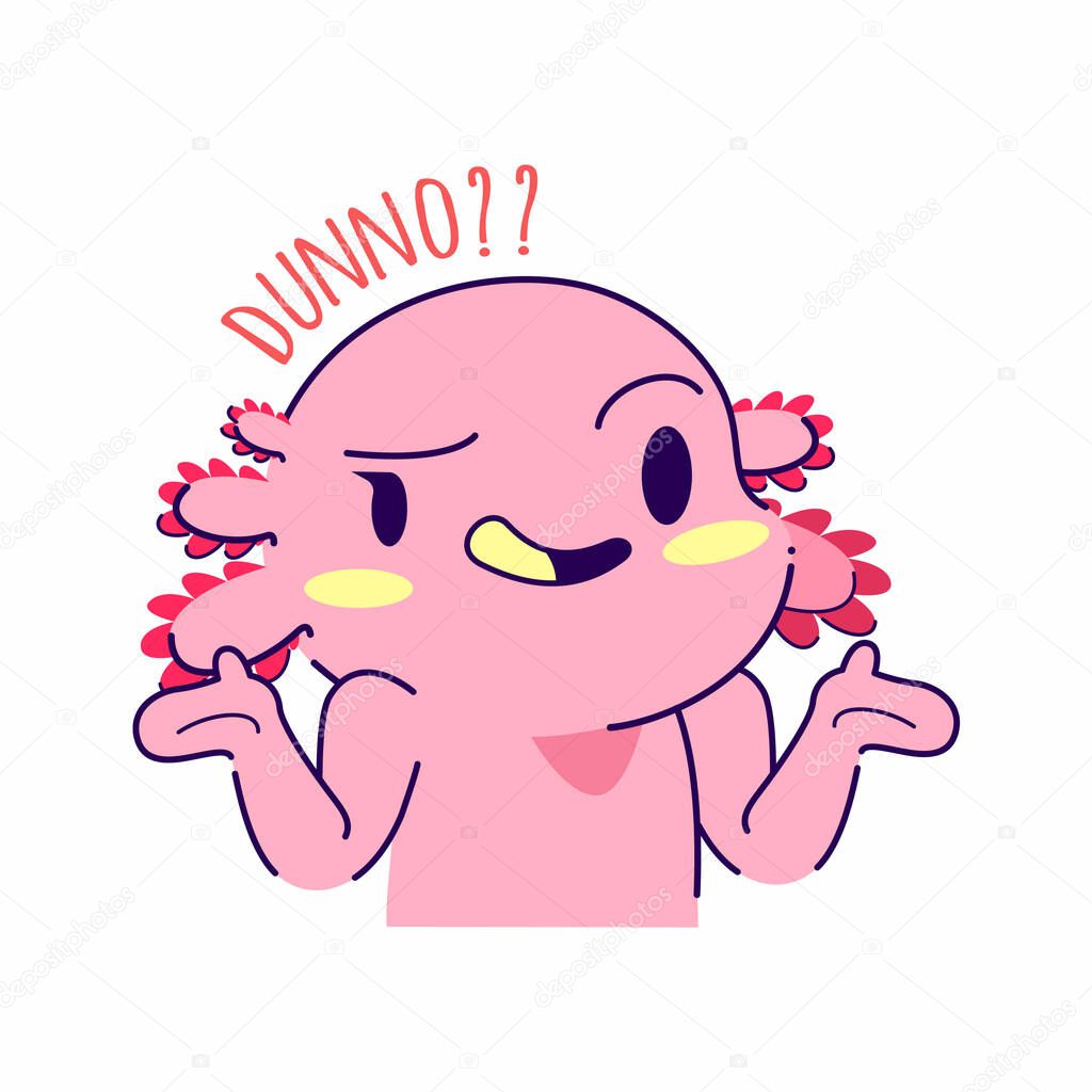cute axolotl confused pose vector illustration