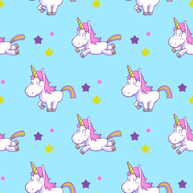 şirin tek boynuzlu at Dikişsiz desen vektör 01