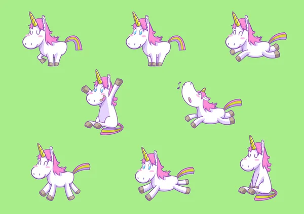 Cute unicorn vector set koleksi - Stok Vektor