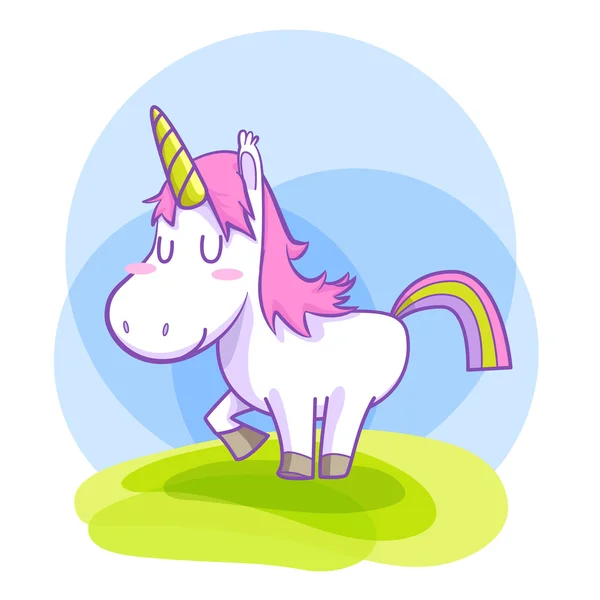 Unicorn smile standing vector cartoon — Stock Vector