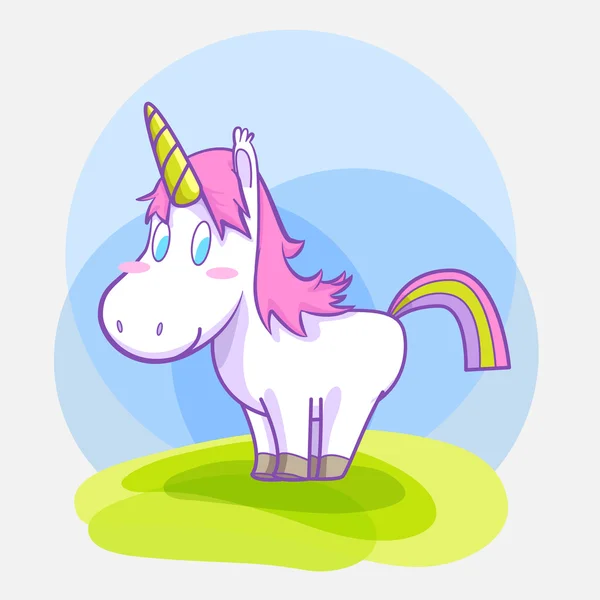 Unicorn smile standing vector cartoon — Stock Vector