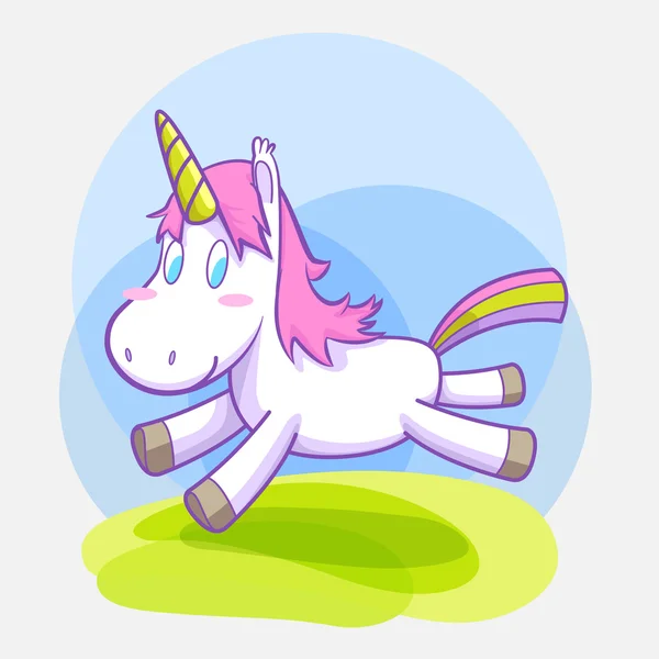 Unicorn smile lopende vector cartoon — Stockvector