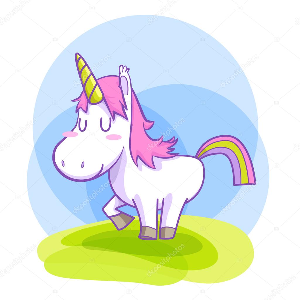 unicorn smile standing vector cartoon