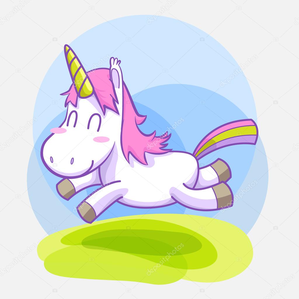 unicorn smile running vector cartoon