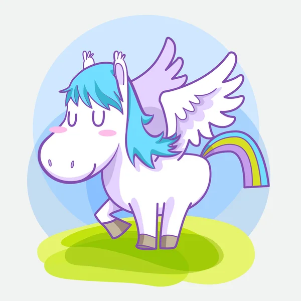 Mystical cute pegasus vector cartoon 01 — Stock Vector