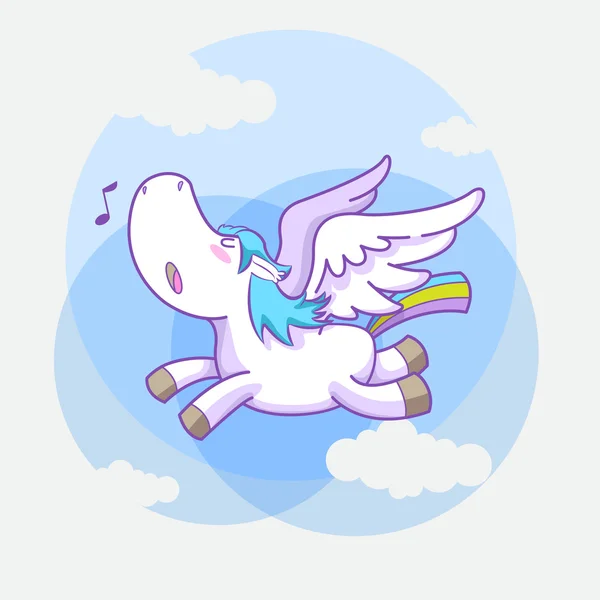 Mystical cute pegasus vector cartoon 06 — Stock Vector