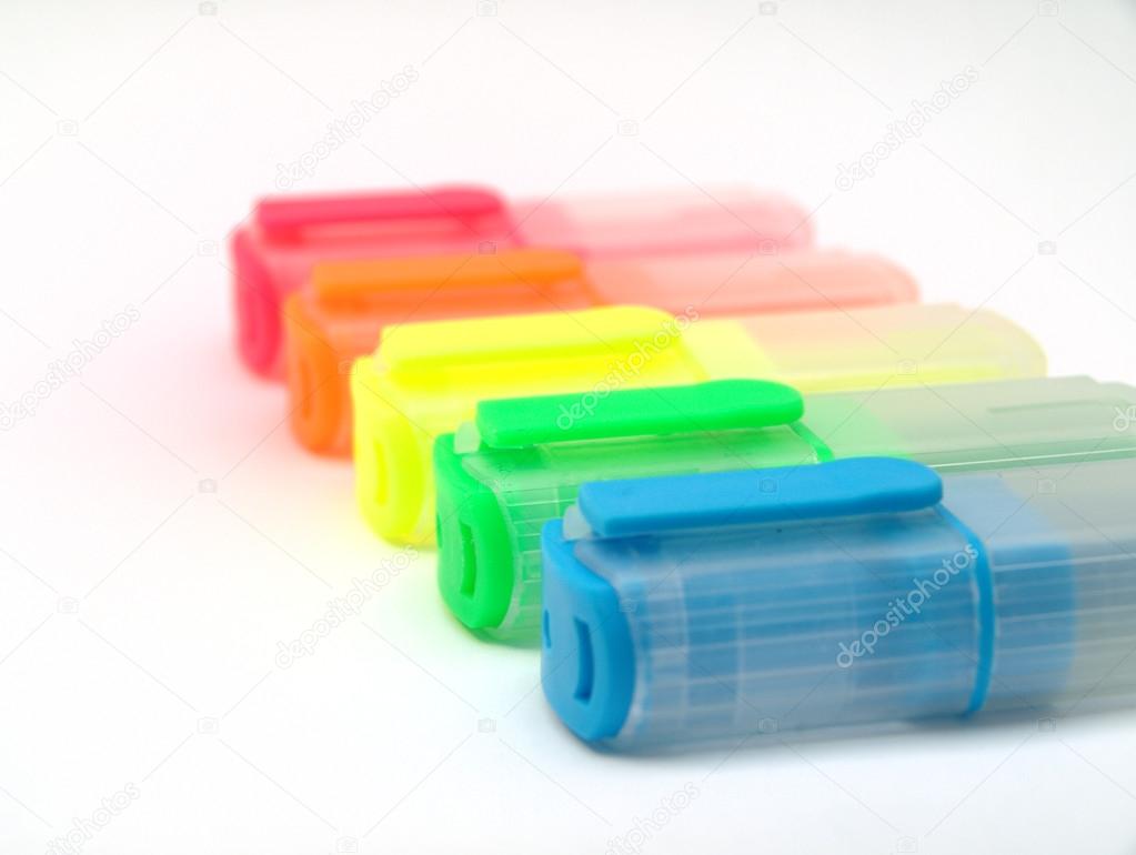 Five highlighter pens