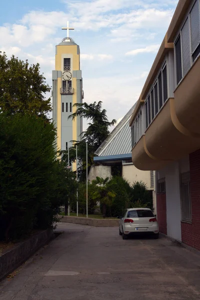 Mostari Katolikus Katedrális Harangtornya Bosznia Hercegovinában — Stock Fotó