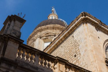 Dubrovnik 'teki Bakire Meryem Katedrali' nin manzarası. Hırvatistan 