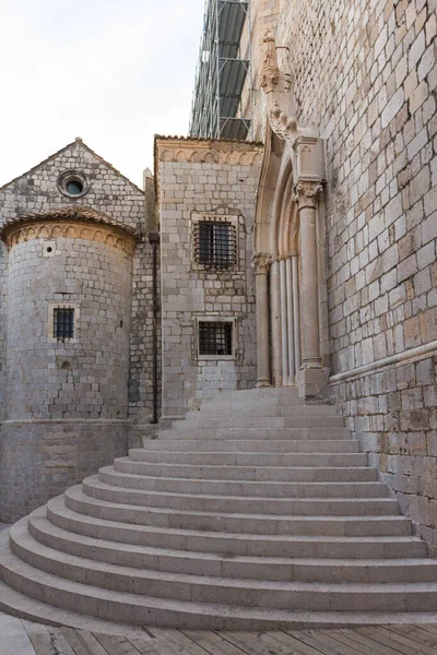 Historic doors and stairs in the Old Town of Dubrovnik. Croatia