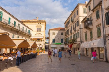 Eski Kotor Kasabası 'nın antik sokakları. Karadağ. 24 Eylül 2018 