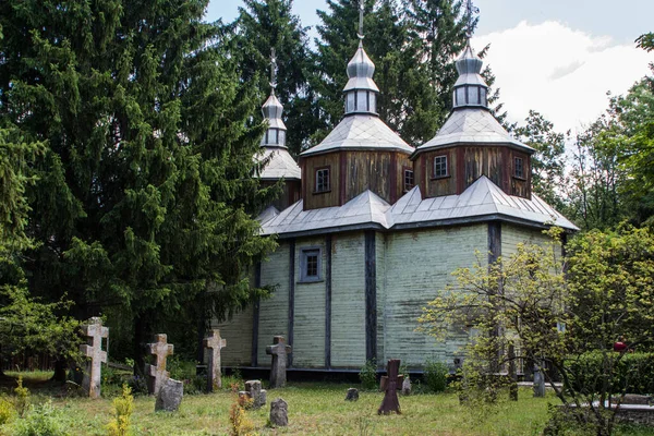 Incroyable Église Historique Bois Dans Musée Plein Air Pereyaslav Ukraine — Photo