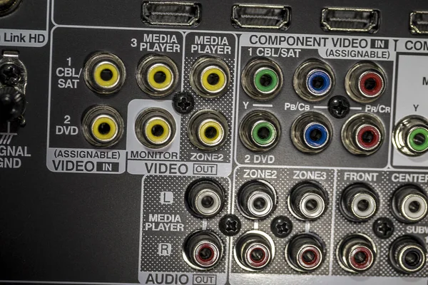 Conectores Amplificadores Detalle Los Enchufes —  Fotos de Stock