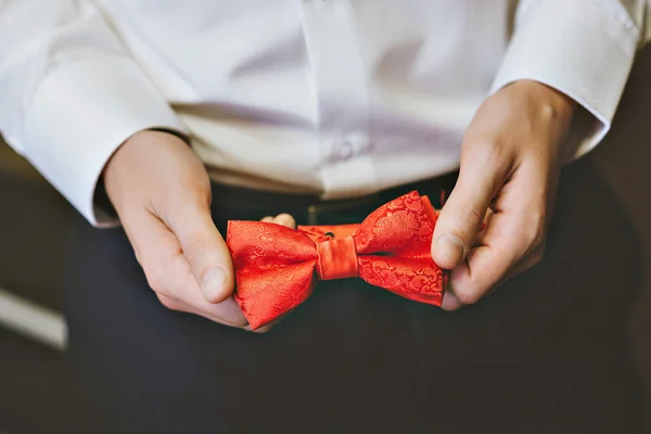Photo of a blue suit with white shirt and red tie — Stock Photo, Image
