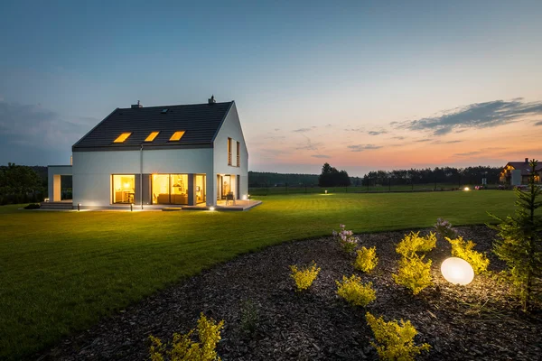 Modern house at night