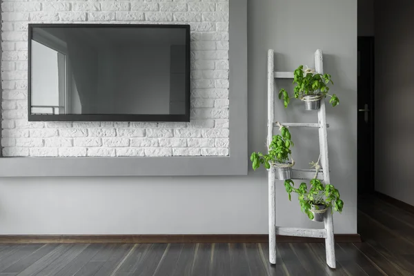 Большой телевизор на стене — стоковое фото
