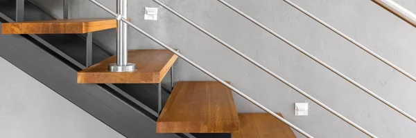 Staircase with chromed railing — Stock Photo, Image