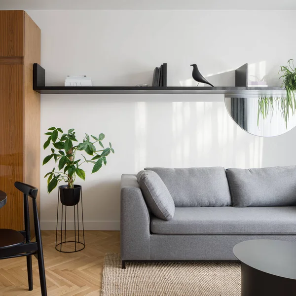 Eclectic Stil Och Trevligt Inredda Vardagsrum Med Retro Och Moderna — Stockfoto