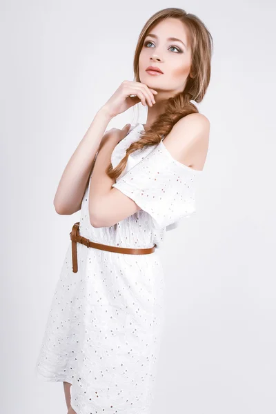 Studio photo of young  woman on white background — Stock Photo, Image