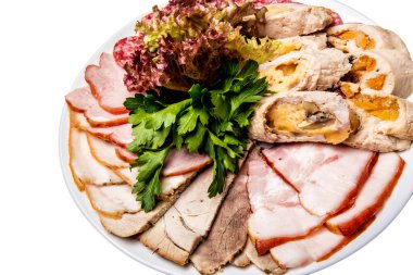 Çeşitli deli et - jambon, sosis, salam, parma, jambon, pastırma