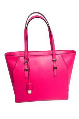 İzole üzerinde beyaz arka plan yeni pembe bayan çanta.