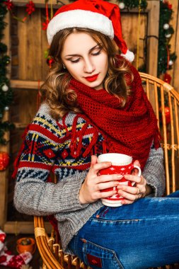 kutlamalar, Dekorasyon, gülümseyen, Noel, tatil, kızlar, li