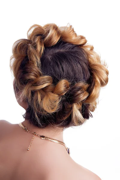 Penteado feminino vista traseira isolado — Fotografia de Stock