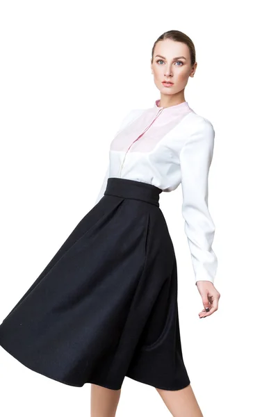 美しい若いファッション ビジネス女性白で隔離 — ストック写真