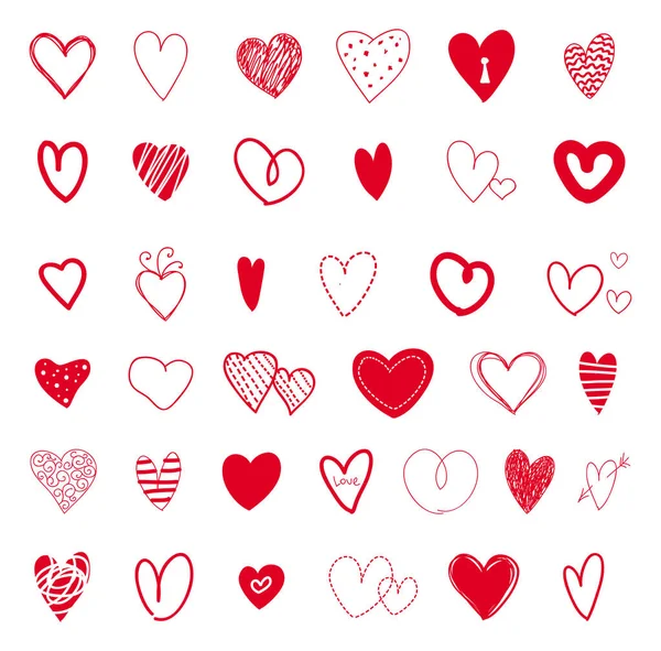 El çizimi kırmızı kalpler. Sevgililer Günü için tasarım öğeleri. Vektör EPS10.