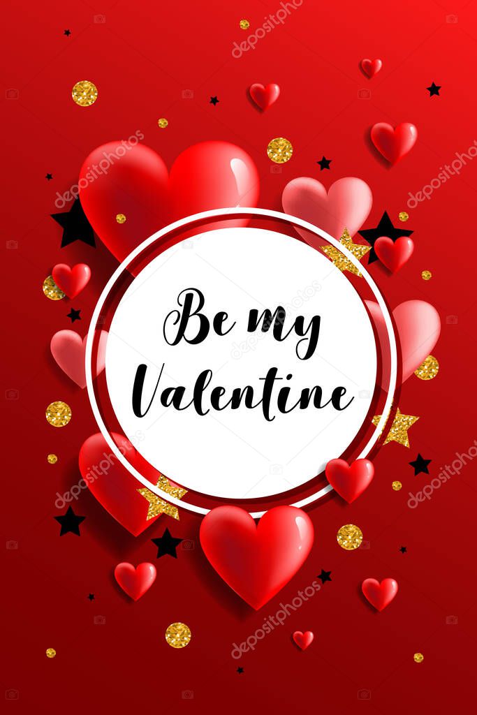 Valentine s day card with lettering. Vector illustration EPS10.