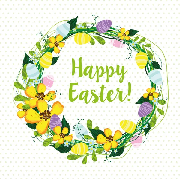 Osterkranz mit Blumen und Eiern, Vektorillustration Eps10 — Stockvektor