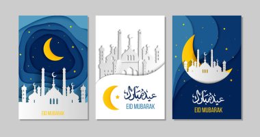Ramazan Kareem, Bayram Mübarek, Ay, yıldızlar, cami ve harflerle dolu bayram kartları. Vector Illustration EPS10. İslami bayrak, poster,
