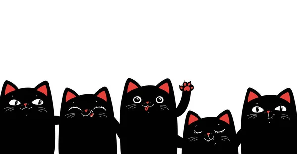 Adesivo Redondo Desenhos animados bonitos do meow do gato preto