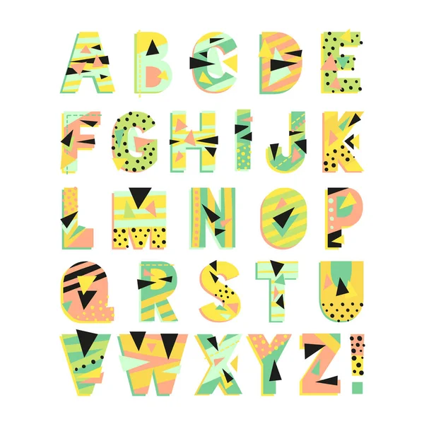 Funny Colorful Summer Alphabet Vector Letters — Stock Vector