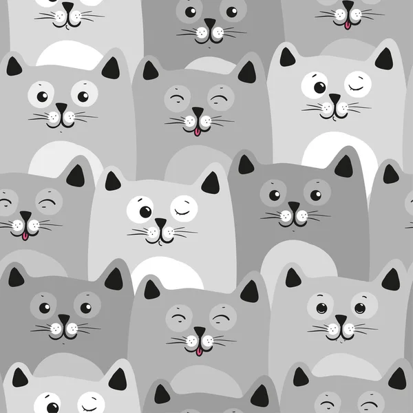 Cute Cats Colorful Seamless Pattern Background — Stock Vector