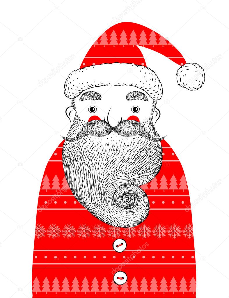Happy Holiday greeting card with Santa