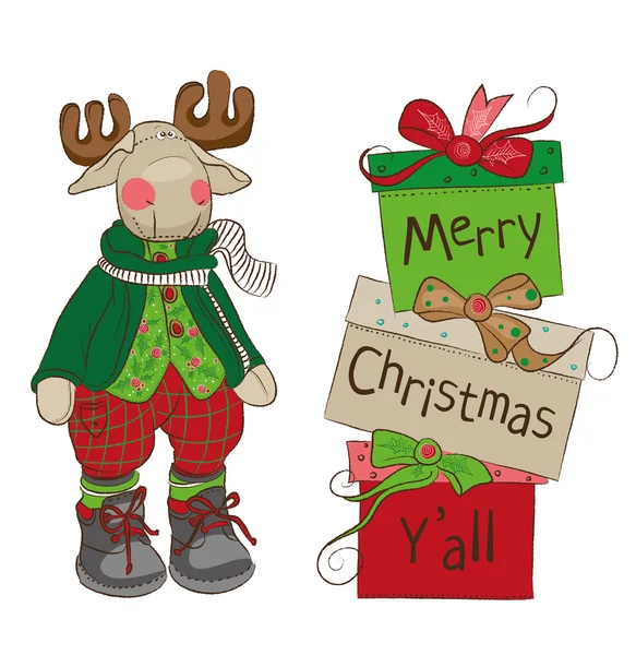 크리스마스 사슴 및 선물 — 스톡 사진