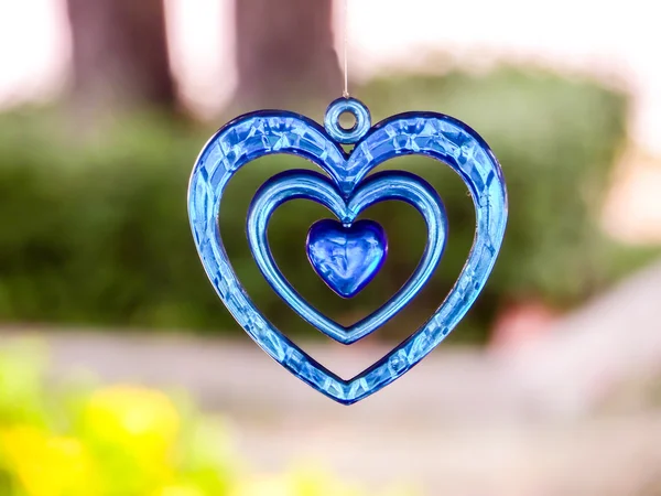 Blue heart a moblie decoration — Stock Photo, Image