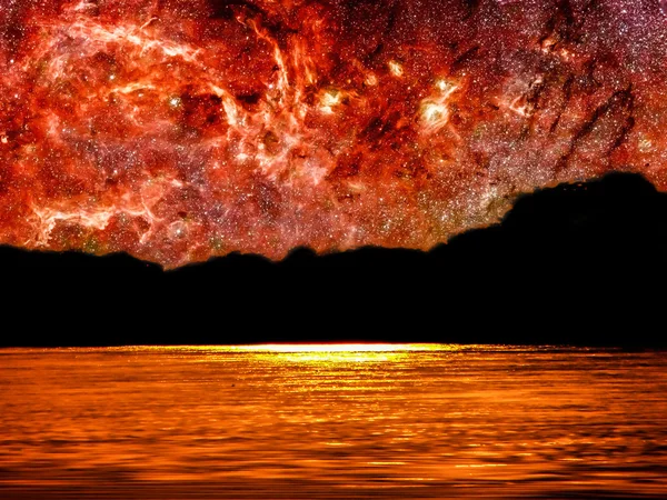 Помаранчевий галактики світла в ніч небо фону, елементи цього зображенні мебльовані НАСА — стокове фото