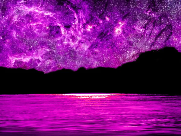 Purple galaxy light in the night sky background, Elements of this image furnished by NASA — Stock Photo, Image