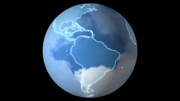 Mappa del mondo digitale e ricerca tecnologica Analisi del clima e del cloud — Video Stock