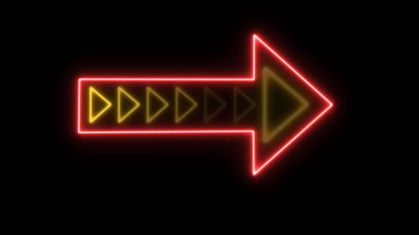 NEON triangeln gul pil blinka snabbt och röd pil outsite — Stockvideo