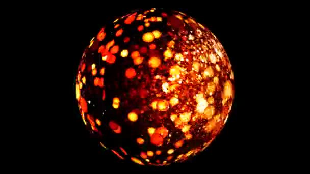 Soyut lav topu kırmızı turuncu alev tonu kristal camda rastgele uçuşuyor. — Stok video